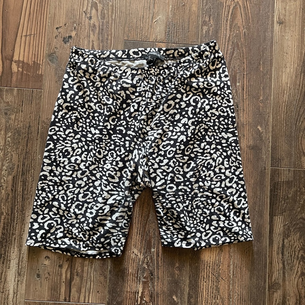 Leopard Print Women's Shorts - Black and White